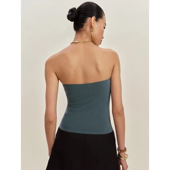 NWT Reformation Seren Knit Strapless Tube Top in Slate Blue XS - Picture 9 of 10